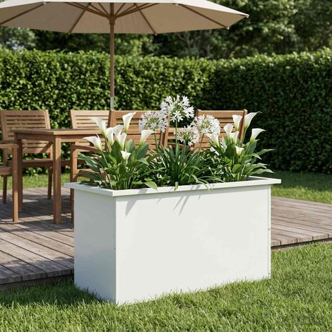 vidaXL Jardinera para jardín con luces LED Blanco 40 x 80 x 40 cm (1/5)
