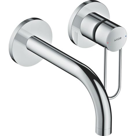 Mitigeur monocommande pour lavabo AXOR UNO 165 UP, montage mural avec levier, finition or rouge brossé (1/2)
