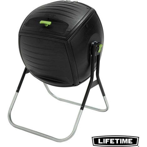 Lifetime – Composteur rotatif 189L en polyéthylène haute densité – Rotation 360° pour compostage efficace – Protection UV contre décoloration - NOIR 189 L (1/7)