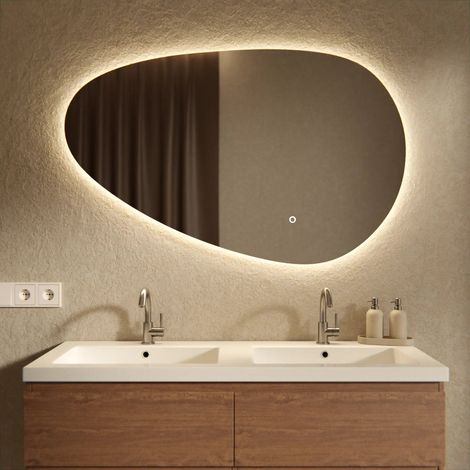 Badezimmerspiegel - 120x75 cm Asymmetrisch - Rahmenlos (1/4)