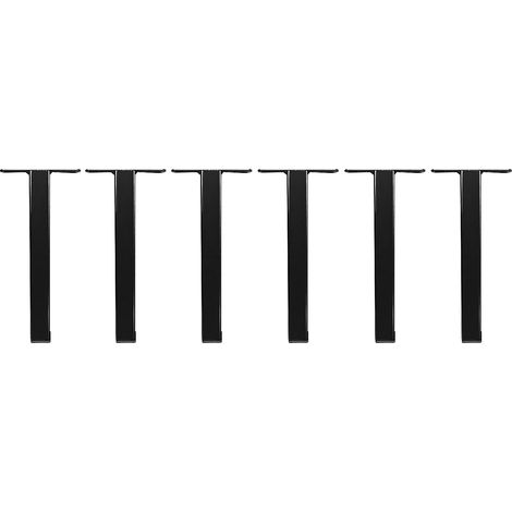 Vente-Unique – Lot de 6 pieds en acier pour sommier cadre à lattes – Noir – Hauteur 25 cm – Pour cadres à lattes de plus de 100 cm de largeur