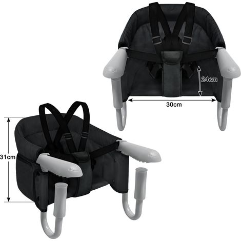HENGMEI rehausseur chaise enfant chaise bebe Pliable pour Bébé, Réhausseur de Chaise avec Pinces Antidérapantes chaise haute bébé pour Tables Épaisses, Idéal à la Maison et en Déplacement, noir (1/5)