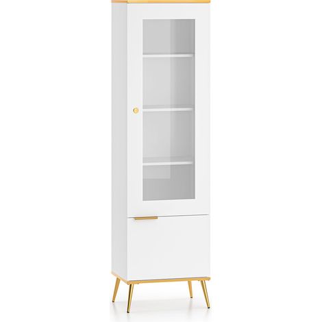 Vitrine 2 portes Zora Blanc et Doré (1/5)