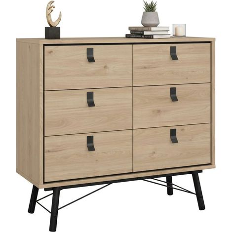 Dmora - Credenza Maka, Buffet da soggiorno, Madia da salotto, Dispensa da cucina, 102x40 h95 cm, Rovere