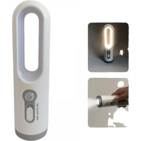 Veilleuse LED portable 2 en 1 pour protection des yeux, adaptée à la chambre à coucher, à la salle de bain, à la lecture, au camping, blanche