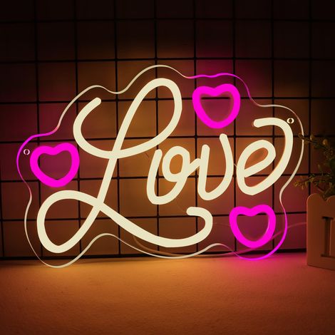 Saint-Valentin Cadeau pour lui/elle : Enseigne lumineuse néon en forme de cœur pour la classe des enfants, la chambre, un anniversaire de mariage, l'amour (1/5)