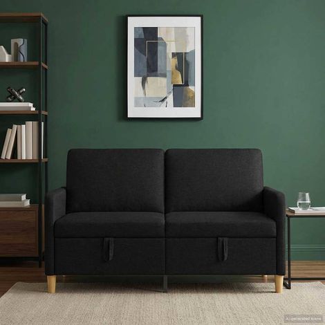 vidaXL Sofá con almacenamiento Negro 152 x 78 x 87 cm Poliéster (1/5)