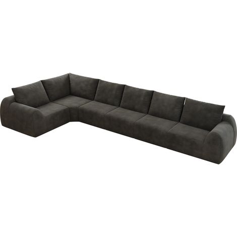 Divano angolare a L 401 cm grigio scuro, ciniglia, schiuma ad alta elasticità, senza montaggio (1/5)