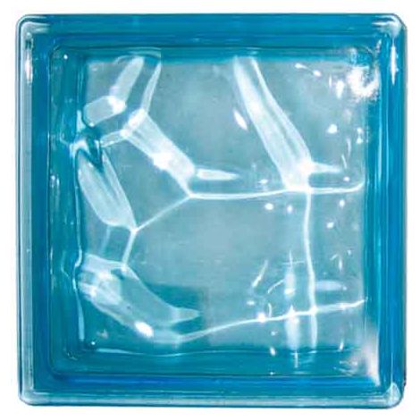 VETROMATTONE ONDULATO CELESTE 19x19x8 cm - 6 pezzi