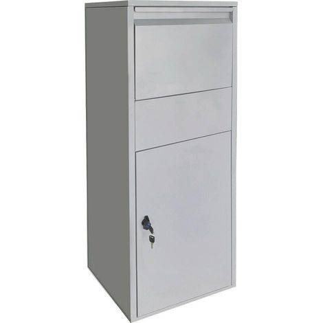 Buzón para paquetes con cerradura buzón con soporte para paquetes de correo 46 x 45 x 140 cm color plata 160000113