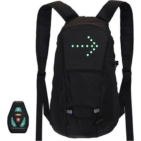 Leichter, reflektierender Rucksack mit USB-aufladbarem, kabellosem LED-Blinker für Radfahren und Laufen – Schwarz (1/4)