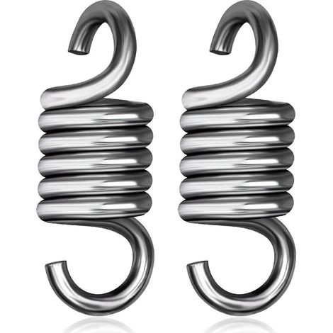 Système de suspension - 2 pièces - Crochet de plafond - Suspension à ressort - Matériel de fixation pour fauteuil suspendu - Pour fauteuil suspendu, fauteuil à bascule, sac de frappe - Acier - Argent (1/5)