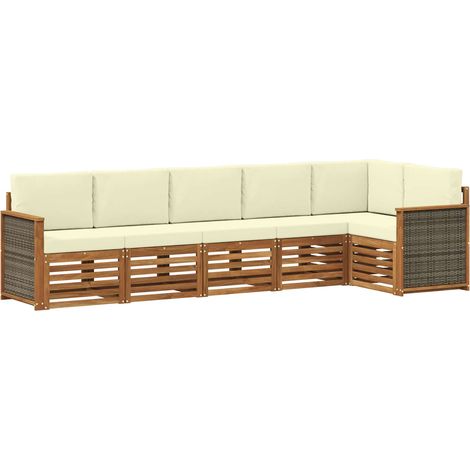 Outdoor Sofa Set 5 pcs Natural and Cream vidaXL (1/5)