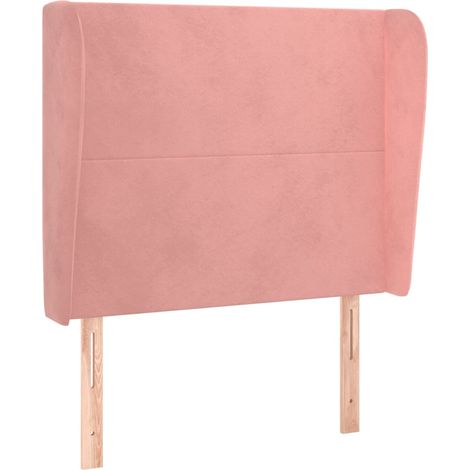 Testiera accessorio letto arredo camera da letto con bordo laterale 103 x 23 x 118/128 cm Tessuto velluto rosa TDL0204362