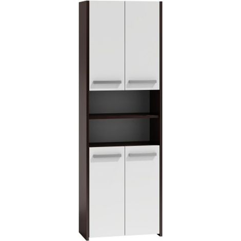 Badschrank S60 Wenge / Weiß Hochschrank 56x170x30 cm (1/2)