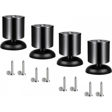 Pieds de meubles en acier inoxydable en quatre parties, adaptés aux bureaux, canapés, tables, pieds de meubles, 80 mm, noir (1/5)