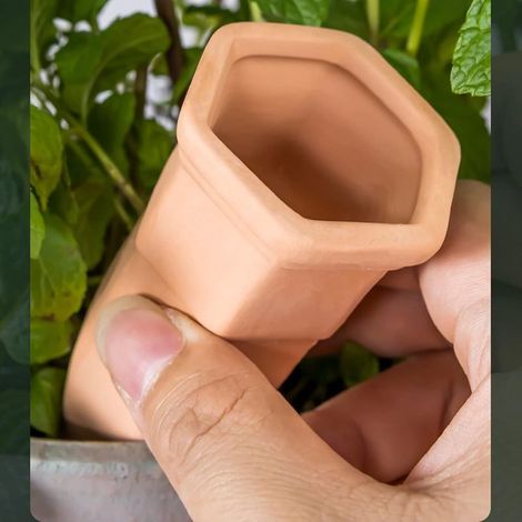 Set mit 6 Terrakotta-Oyas, selbstbewässernden Töpfen, Terrakotta-Bewässerungskegeln, Tropfbewässerungssystem für Zimmerpflanzen (1/4)