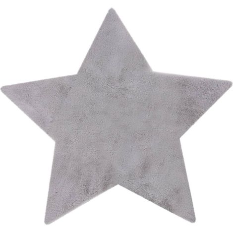 Tapis enfant étoile gris ultra doux effet lapin - Gris clair argenté doux (1/3)