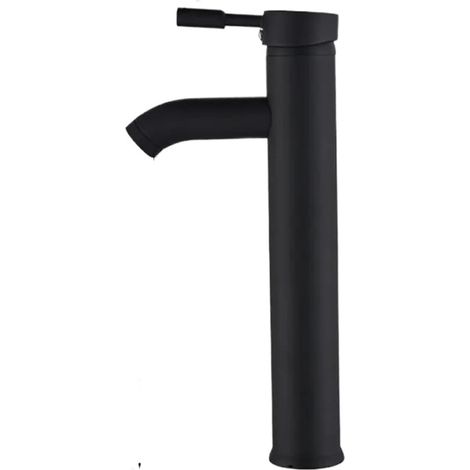 Robinet pour vasque, inox, noir, monotrou, eau chaude/froide (1/2)