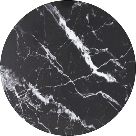 Table Top Black Ø80x1 cm Tempered Glass with Marble Design vidaXL