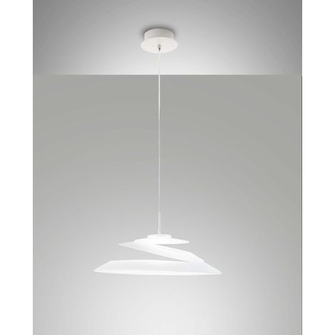 Lampada a sospensione Aragon in metallo e vetro bianco, LED integrato 18W, 3000K, dimmerabile a taglio di fase, diametro 530mm, Classe 1, IP20