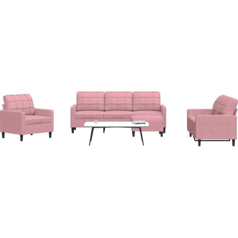Juego de sofás con cojines 4 piezas terciopelo rosa
