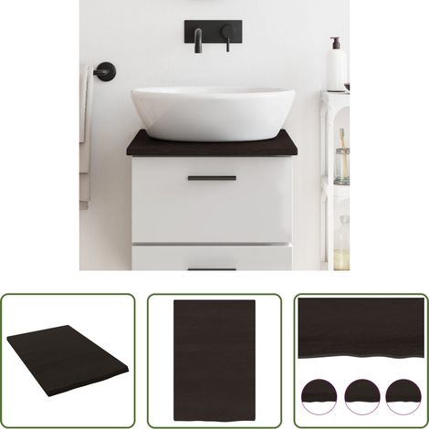 Bois de chêne - Comptoir de salle de bain marron foncé 40x60x2 cm bois traité (1/5)