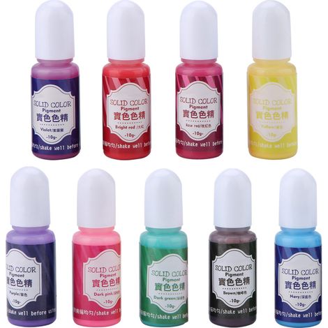 Colorant Époxy UV 10g - 9 Couleurs Vives pour Résine Artisanale DIY et Loisirs Créatifs (B) (1/5)