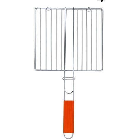 Gril à Barbecue, Construction en Fer, Poignée en Bois, Orange 22X40Cm (1/2)