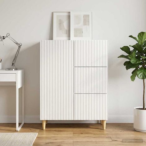 Beyamis Buffet blanc brillant 66 x 34,5 x 90 cm en bois d'ingénierie (1/5)