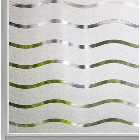 Frosted Privacy Window Film, Self-Adhesive Window Sticker, No Static Cling, Opaque Glass Film, UV Protection, Wave Pattern, 45 x 200 cm