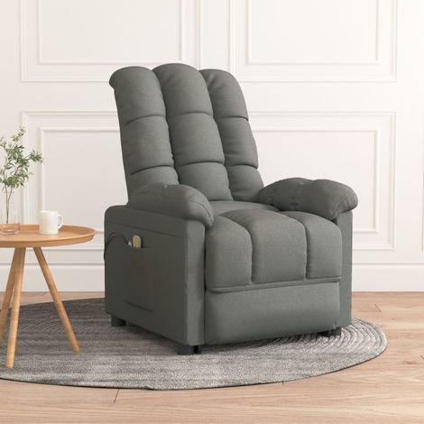 Fauteuil électrique de massage, Fauteuil de relaxation confort détente, Chaise de Salle de Séjour Gris foncé Tissu ZSD11108 (1/5)