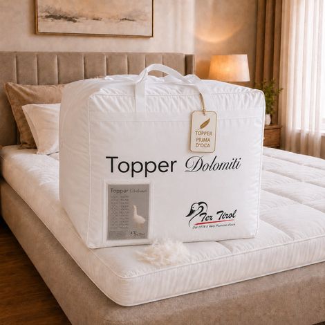 TOPPER per Materasso in PIUMINO Oca TEX TIROL © DOLOMITI 50% Piumino Oca / 50% Piuma Oca Matrimoniale KING cm. 180x200