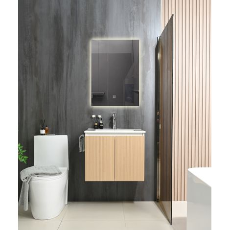 Combinación de tocador y mueble de baño mural Goodyo de 24 pulgadas con toallero negro, blanco y amarillo (1/5)