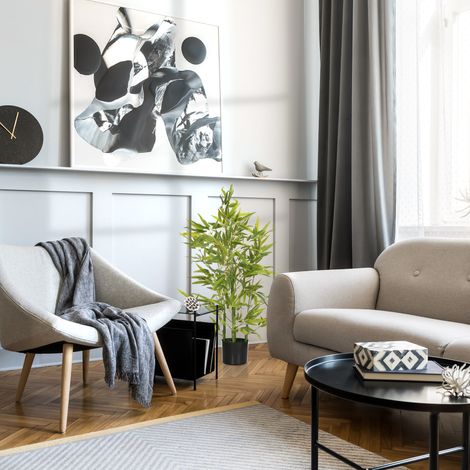 Bambù artificiale da 90 cm con vaso e canne realistiche, albero sintetico da interno per decorazione domestica Ø15x90cm verde