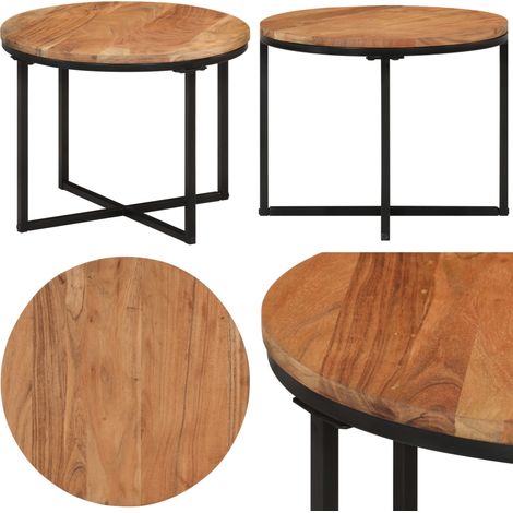 Table basse 45x45x35 cm bois massif acacia et fer - Table basse en bois - Bois d'acacia massif (1/5)