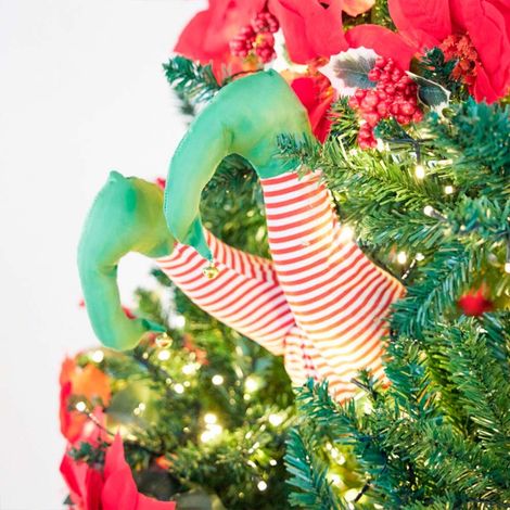 Piernas de elfo con movimiento para árbol de navidad, a pilas, 35 cm