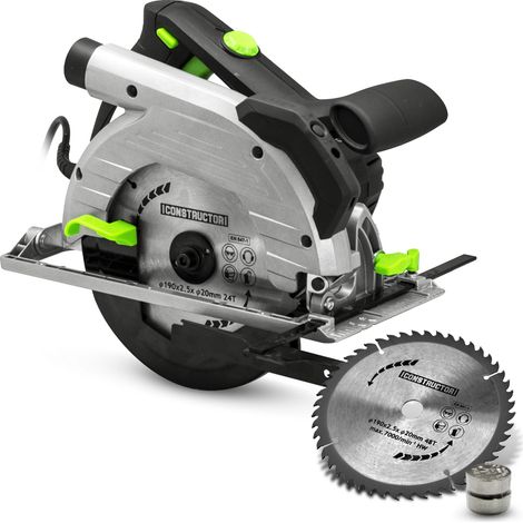 Scie circulaire 1350W – 190mm – Profondeur de coupe 66mm – Démarrage progressif – Laser pour découpe précise – Constructor (1/6)