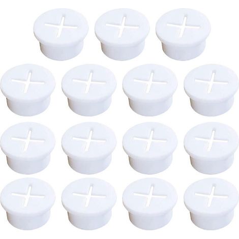 15 œillets pour câbles et fils, passe-câbles pour meubles, supports de câbles et bouchons.-2.4X2.4X1.2CM-White