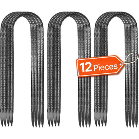 Piquets Armature Ancrages de Sol Forme U Acier Galvanisé 254x55,88mm Lot de 12 (1/5)