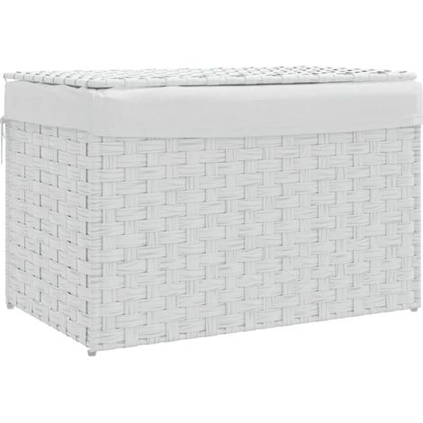 Cesto ropa sucia con tapa ratán sintético blanco 55,5x35x34 cm vidaXL