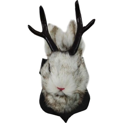 Tête de lapin animal avec bois, décoration murale pour salon, chambre, maison et Noël. (1/4)