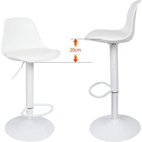 Lot de 2 Tabourets de Bar en Cuir synthétique réglable en Hauteur,Blanc (1/5)