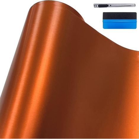 Vinyl Folie gebürstet Orange 5cm x 900cm Metallic Chrom Matt Auto Möbelfolie (1/5)