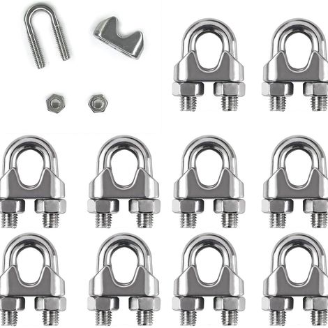 Fourniture directe de lots de 10 serre-câbles/bloqueurs de câbles/clips en U en acier galvanisé et de fixations pour câbles en acier inoxydable (1/5)