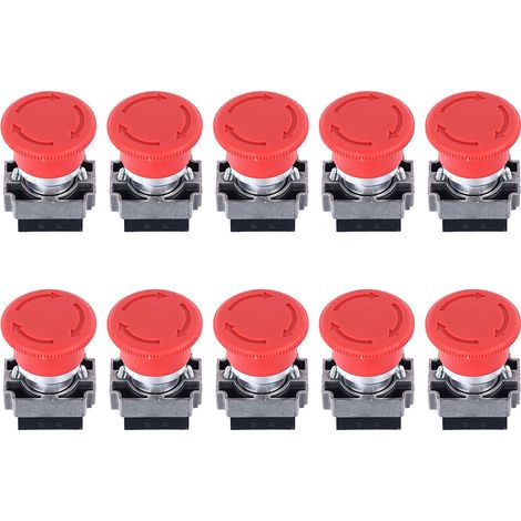 Lot de 10 interrupteurs à bouton-poussoir autobloquants en alliage d'aluminium avec sélecteur de réinitialisation, bouton marche/arrêt XB2 22 mm (1/5)