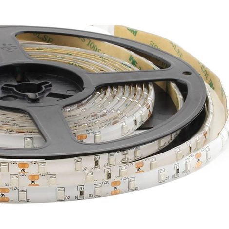 Tira LED Monocolor HQ SMD3528, DC12V, 5m (60 Led/m), 24W, IP65, Blanco frío (1/4)