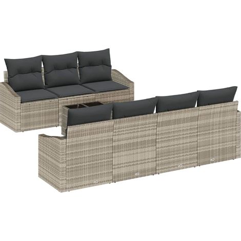 Maison Exclusive - Juego de Sofá 8 pcs Gris Claro y Gris Oscuro r (1/5)