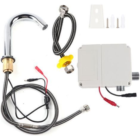 Eosnow Automatischer Induktionssensor-Wasserhahn mit G1/2-Zoll-Gewinde, Einzel-Infrarot-Kaltwasserhahn mit Steuereinheit, niedrige Bauhöhe (1/5)