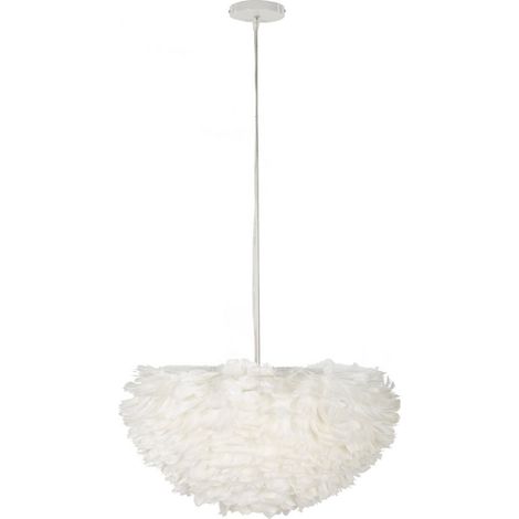 Lampadario Feather in metallo bianco con rivestimento in piume — Ø 60 cm